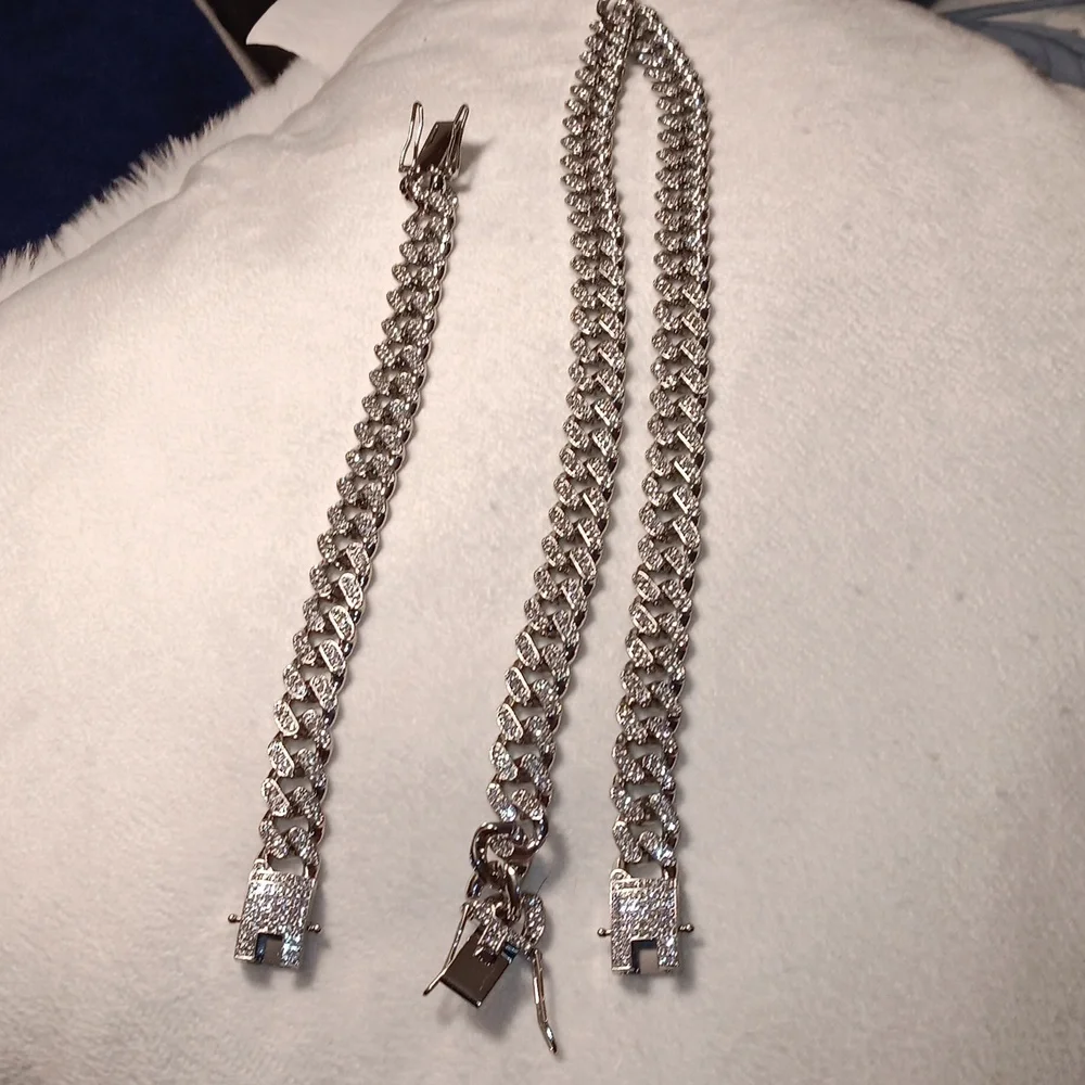 Sterling Silver necklace set unisex Gift Box